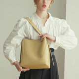 Ray Genuine Cowhide Bucket Tote Bag For Fashionable Style