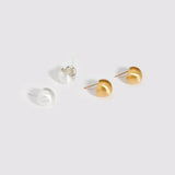 Amos Oval Silver Brushed Matte Earrings