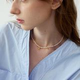 Pierrette metal pendant pearl necklace clavicle chain