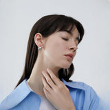 Emilia Minimalist Silver Oval Egg Earrings