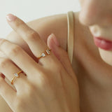 Donna Girl Sugar Cube Zircon Open Ring