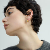 Zaid Barcelona Gold & Silver Contrast C-Shaped Earrings