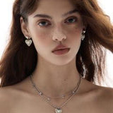 Cassian Heart-Shaped Mother-of-Pearl Retro Earrings