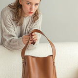 Ray Genuine Cowhide Bucket Tote Bag For Fashionable Style