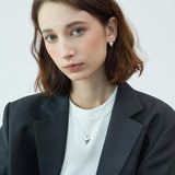 Julius Silver Peach Heart Earrings & Love Necklace