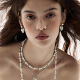 Cassian Heart-Shaped Mother-of-Pearl Retro Earrings