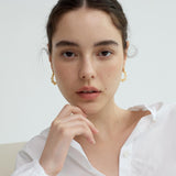 Germain aesthetics high-grade back-hanging white crystal earrings