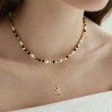 Mila Brown Natural Stone & Pearl Necklace