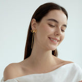Victoria Golden Bow Long Earrings